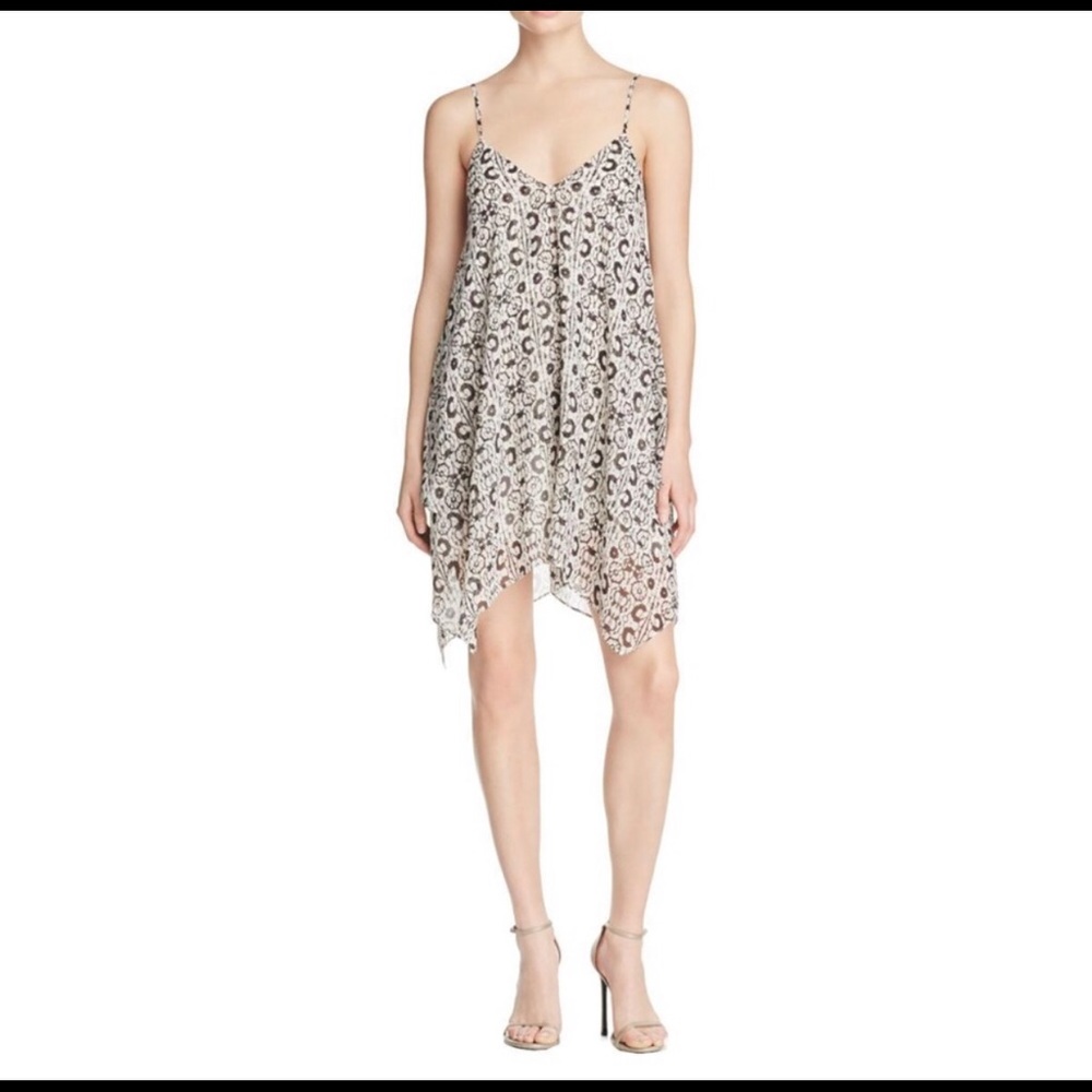 Likely Asymmetrical white and black slip dress